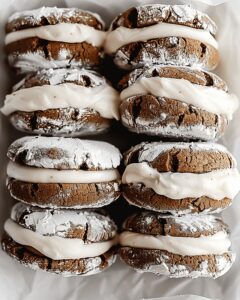 Gingerbread Crinkle Cookie Sandwiches with Vanilla Bean Frosting Recipe