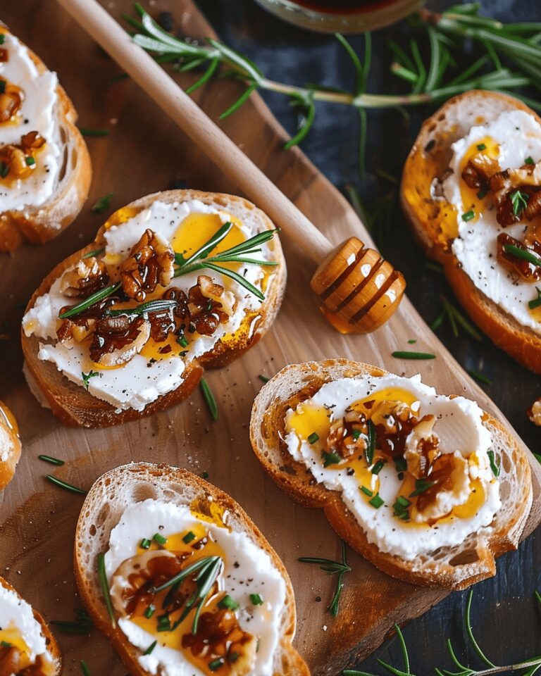 Sweet and Spicy Whipped Feta Crostini with Hot Honey Recipe