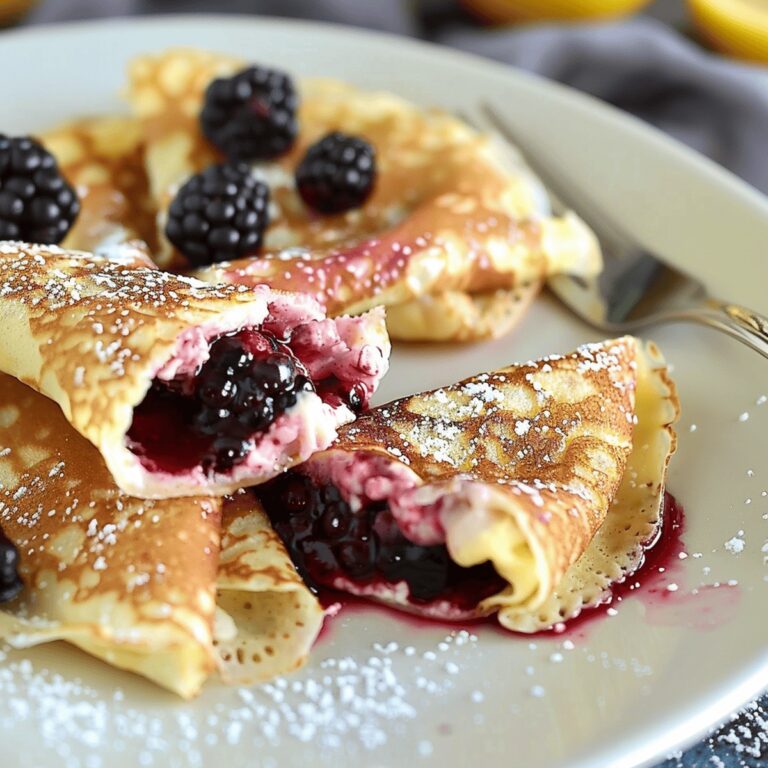 Silky Cream Cheese Lemonade Blackberry Crepes Recipe