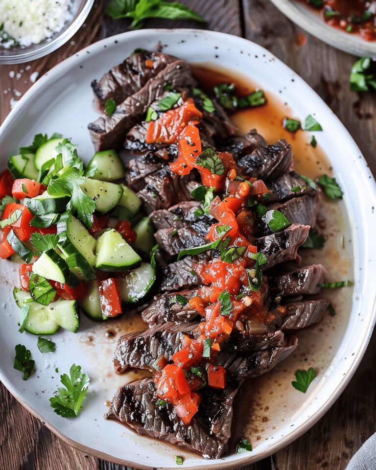 Balsamic Skirt Steak with Red Pepper Relish Recipe