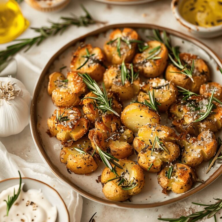 Creamy Rosemary Garlic Butter Smashed Potatoes Recipe