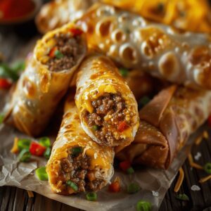Crispy Cheeseburger Egg Rolls Recipe