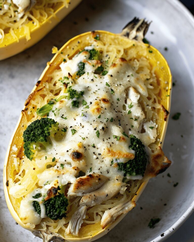 Chicken and Broccoli Stuffed Spaghetti Squash Recipe