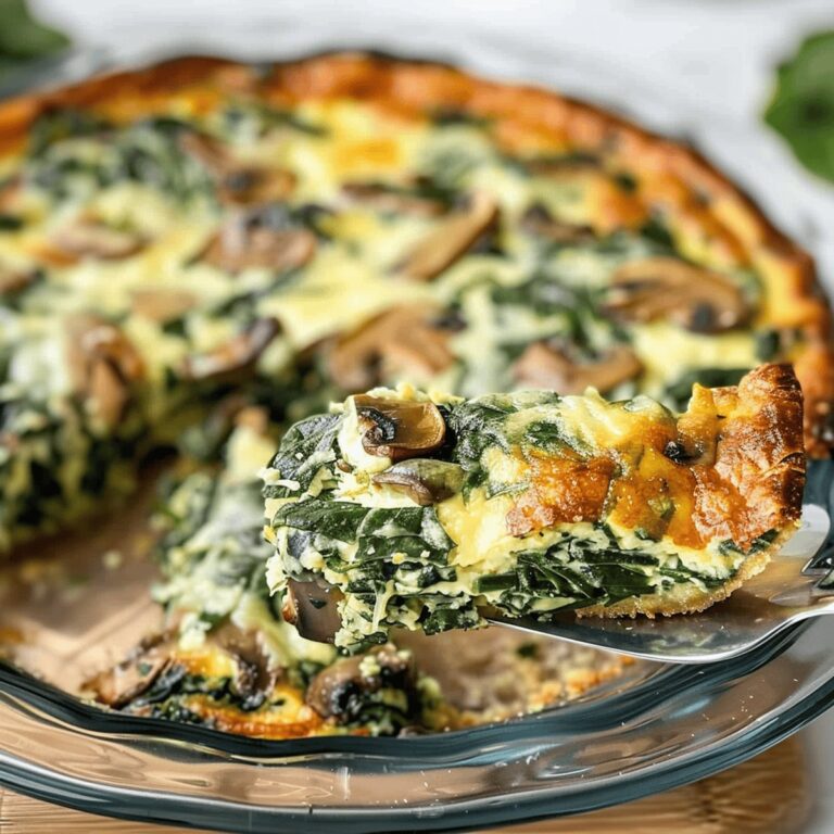 Savory Spinach and Mushroom Crustless Quiche Recipe
