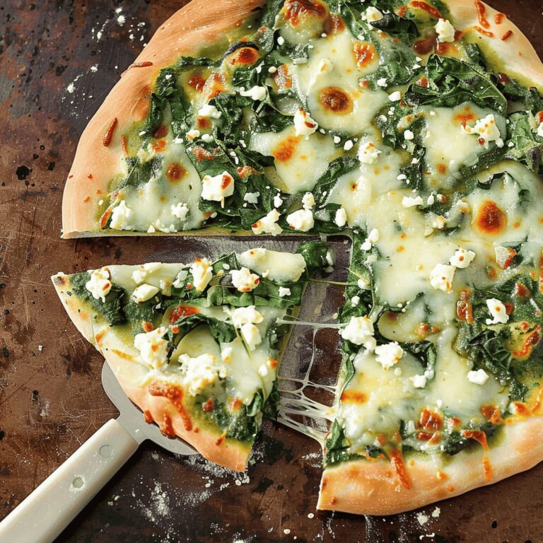 THREE CHEESE PESTO SPINACH FLATBREAD PIZZA Recipe