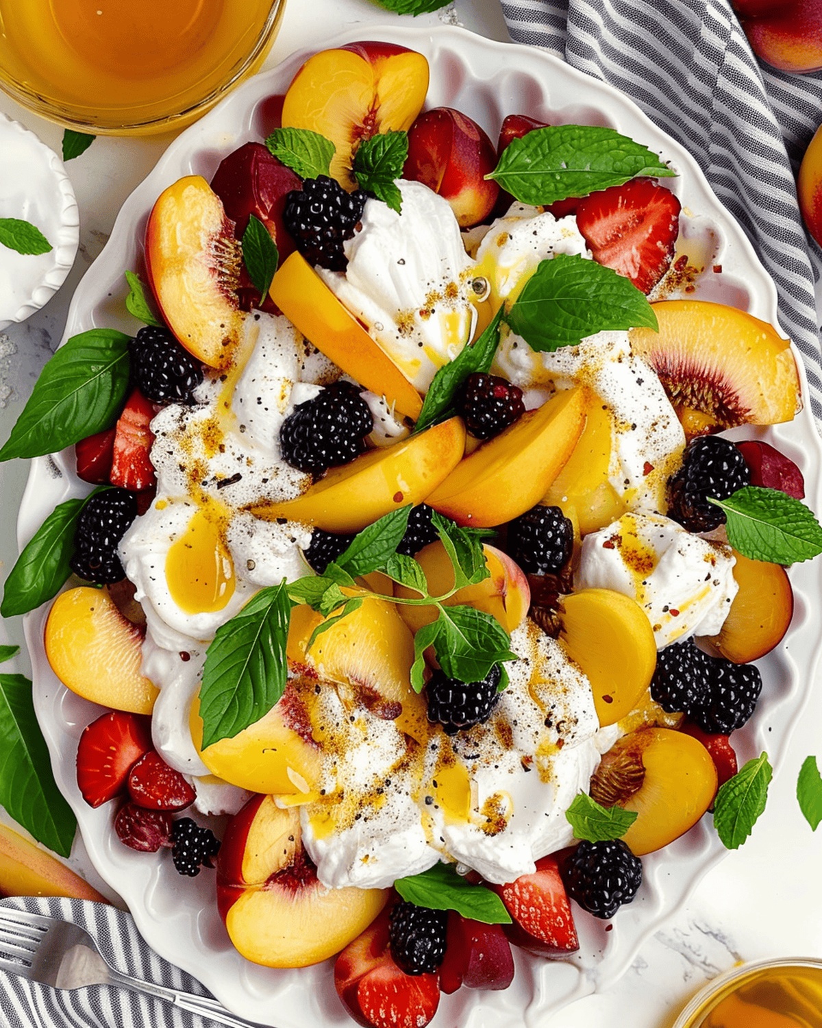 Vibrant Peach Burrata Salad Recipe