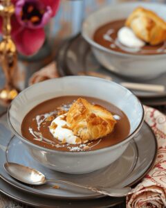 Chocolate Soup with Croissant Croutons Recipe