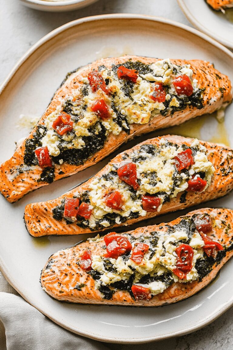 Stuffed Salmon With Spinach & Feta Recipe