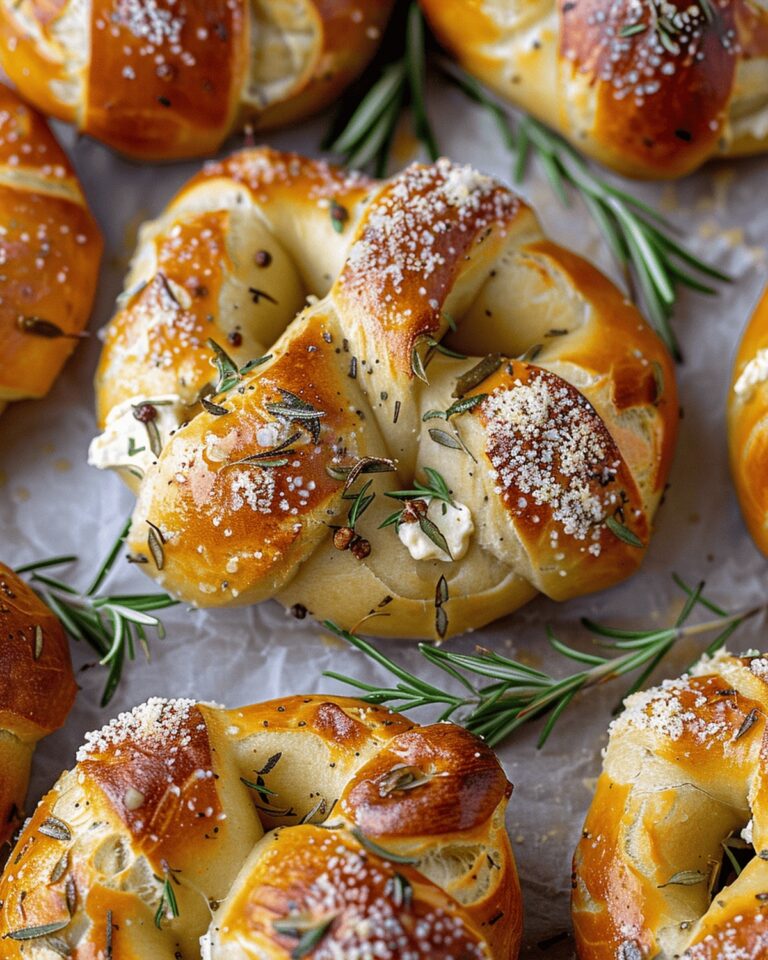 Mozzarella Stuffed Rosemary and Parmesan Soft Pretzels Recipe