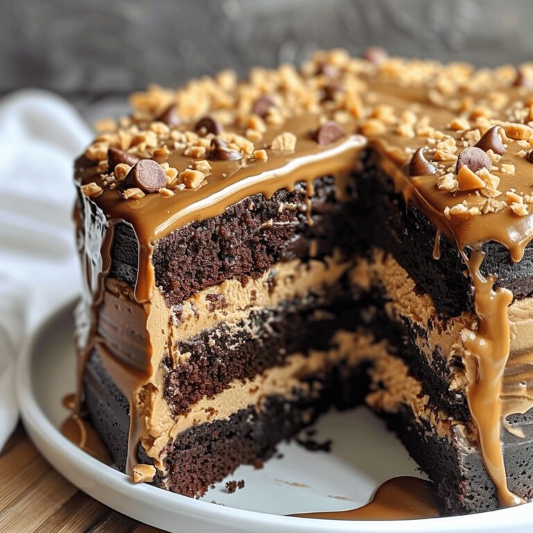 Decadent Chocolate Peanut Butter Salted Caramel Toffee Cake Recipe