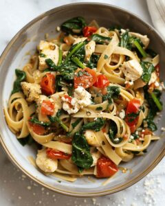 Creamy Chicken Feta Spinach Pasta Recipe