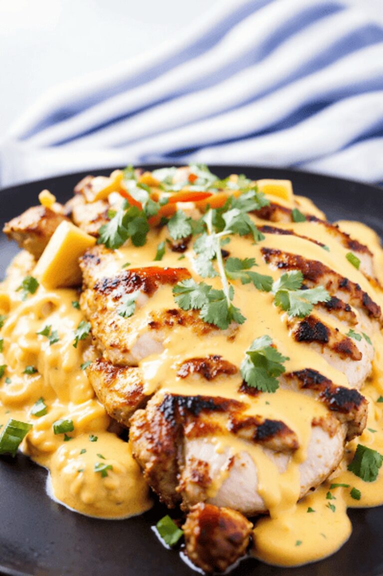 Zesty Mexican Chicken with Creamy Cheddar Cheese Sauce Recipe