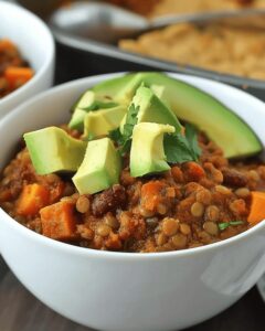 Slow Cooker Lentil Sweet Potato Chili Recipe