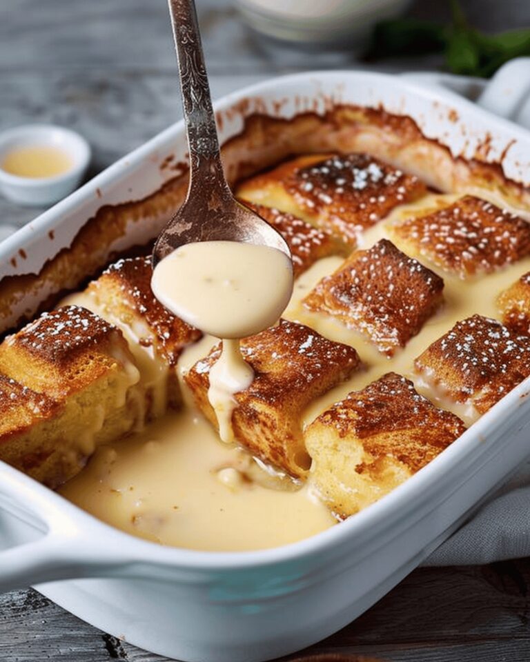 Bread Pudding in Casserole with Vanilla Sauce Recipe