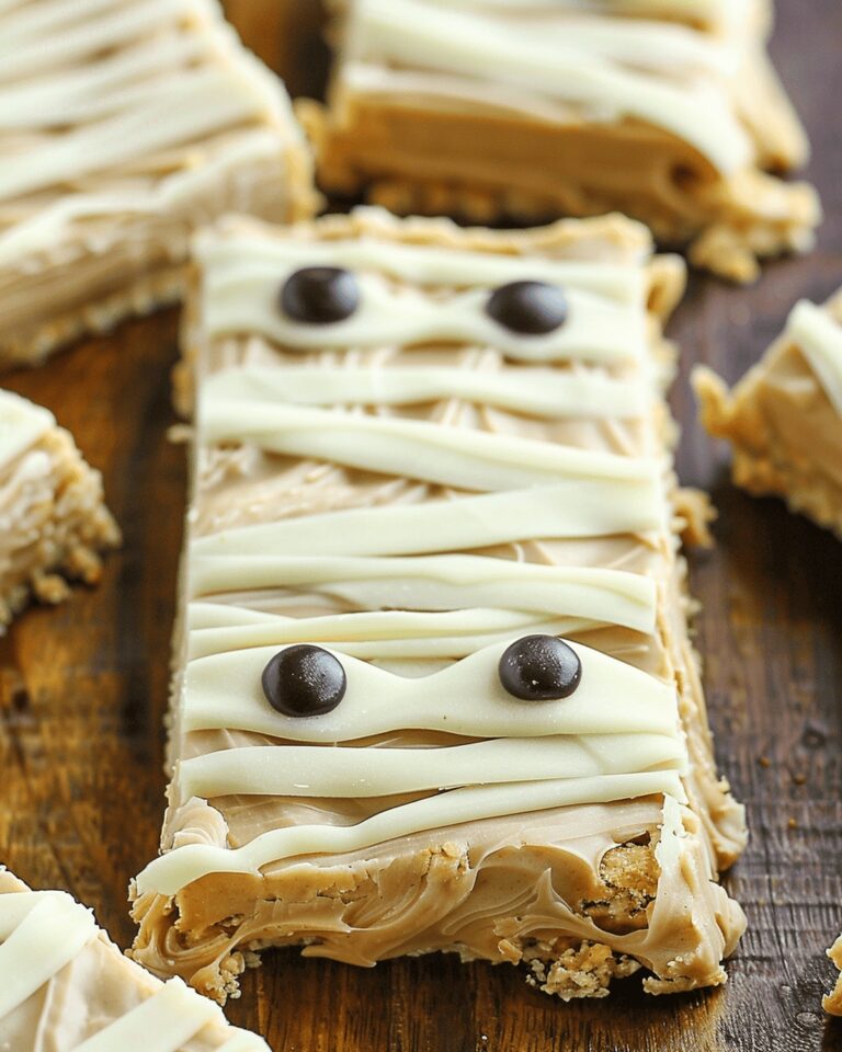 Gooey Peanut Butter Mummy No Bake Bars Recipe