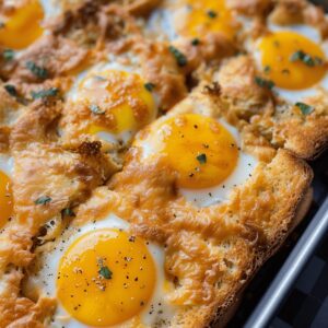 Crispy Sheet Pan Cheesy Baked Egg Toast Recipe