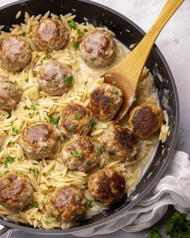 One Pan Chicken Meatballs with Orzo Recipe
