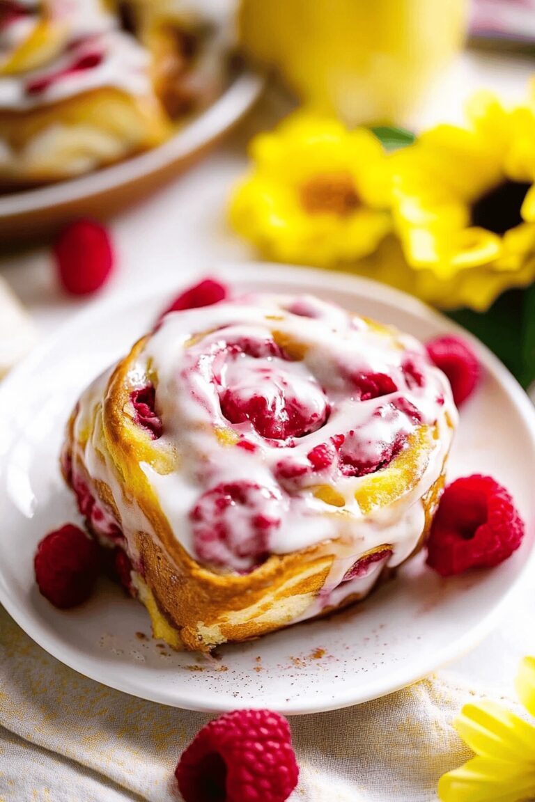 Overnight Raspberry Sweet Rolls with Lemon Cream Cheese Glaze Recipe