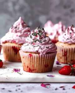 Strawberry Cardamom Cupcakes with Strawberry Basil Buttercream Recipe