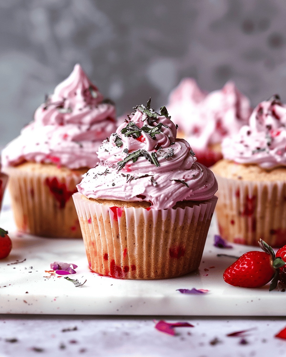 Strawberry Cardamom Cupcakes with Strawberry Basil Buttercream Recipe