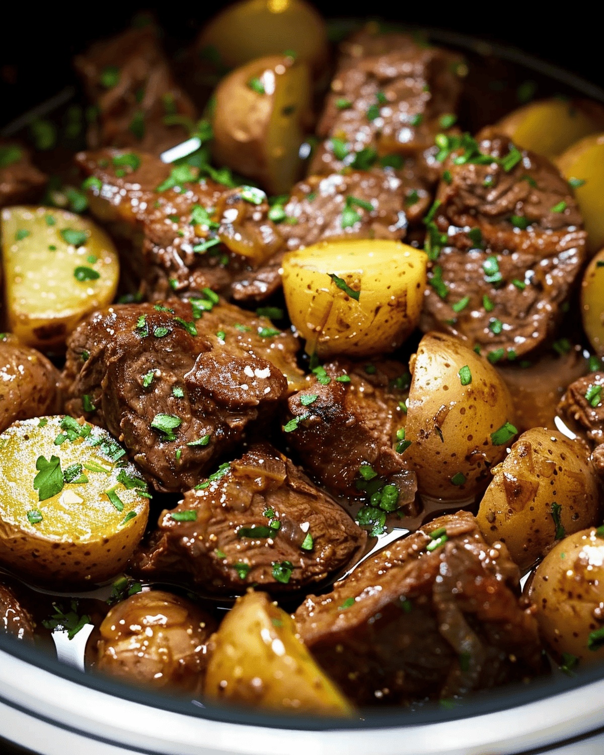 Garlic Butter Beef Bites & Potatoes Recipe