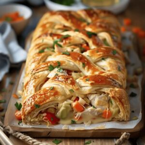 Creamy Chicken Pot Pie Crescent Braid Recipe