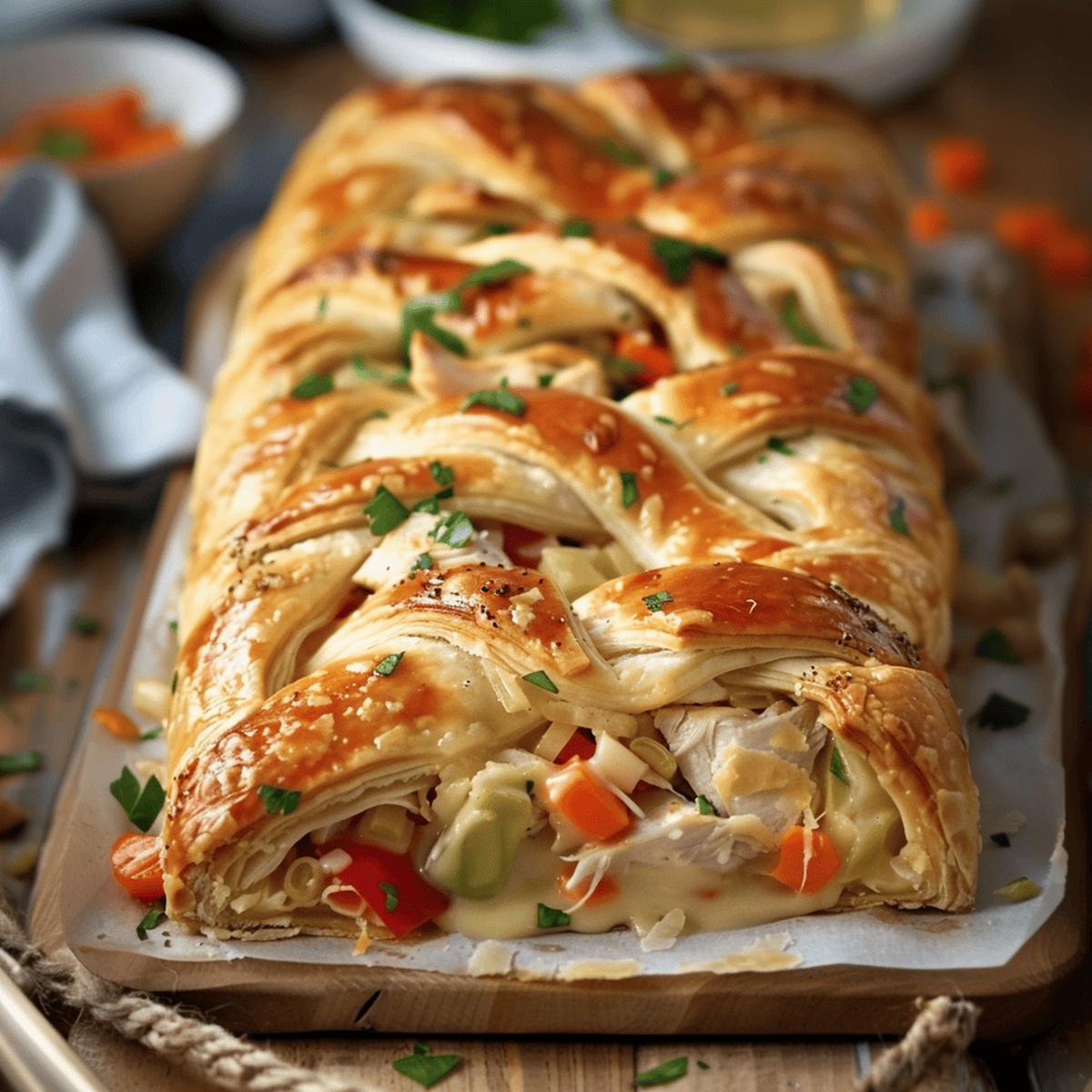 Creamy Chicken Pot Pie Crescent Braid Recipe