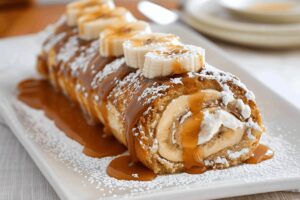 Creamy Caramel Banana Cake Roll Recipe