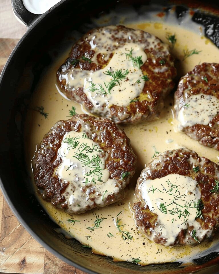 Hamburger Steaks in Creamy Dill Sauce Recipe