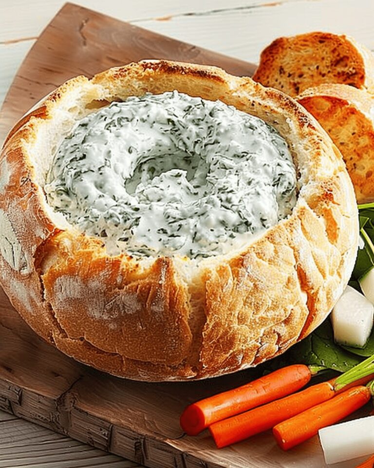 Hearty Spinach Dip in a Bread Bowl Recipe