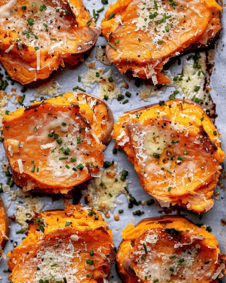 Garlic Butter Smashed Sweet Potatoes With Parmesan Recipe