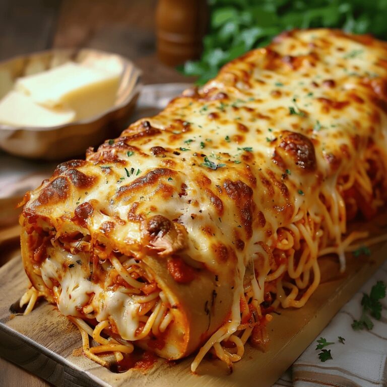 Cheesy Spaghetti-Stuffed Garlic Bread Recipe