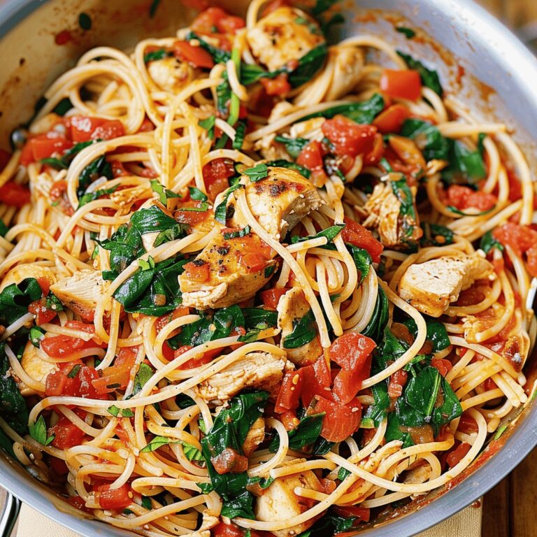 Creamy Tomato Spinach Chicken Spaghetti Recipe