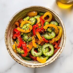 Crispy TikTok Cucumber Bell Pepper Salad Recipe