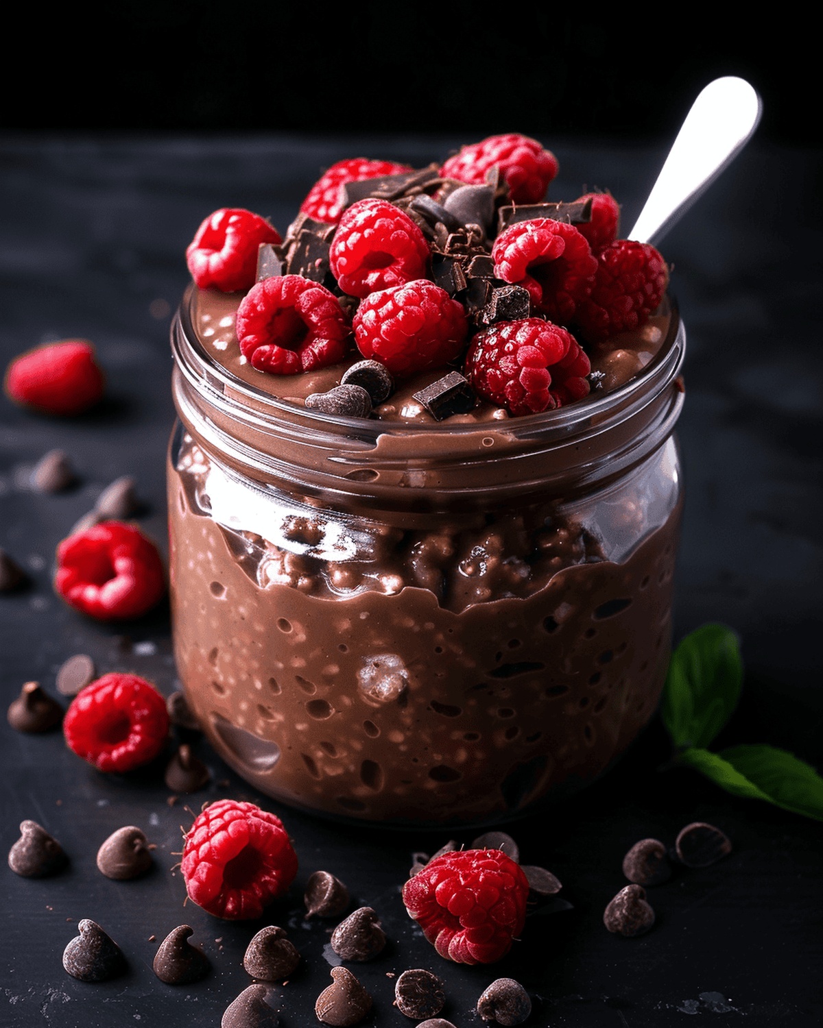 Dark Chocolate Raspberry Overnight Oats Recipe
