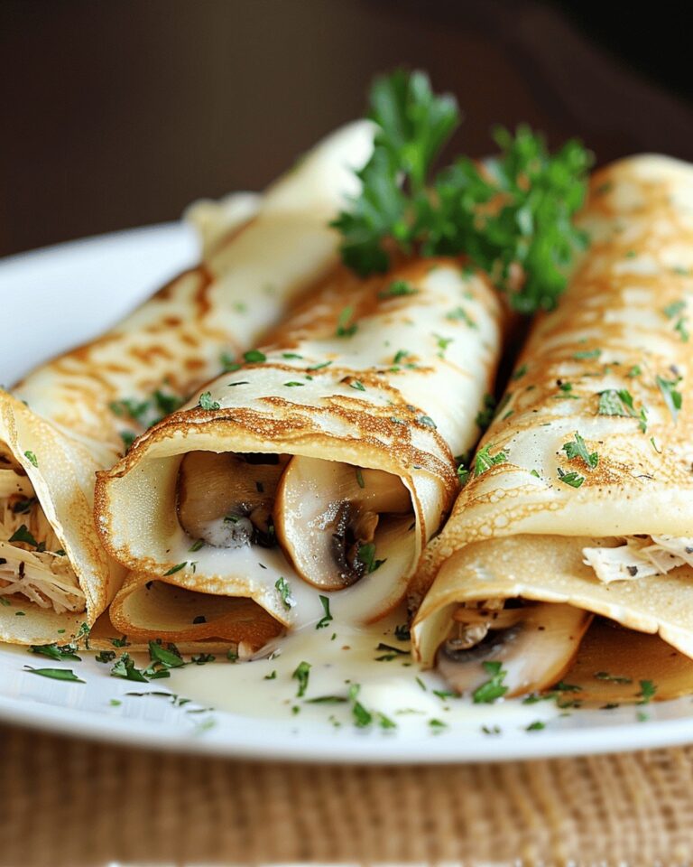 Crepes with Turkey, Mushroom, and Swiss Cheese Recipe