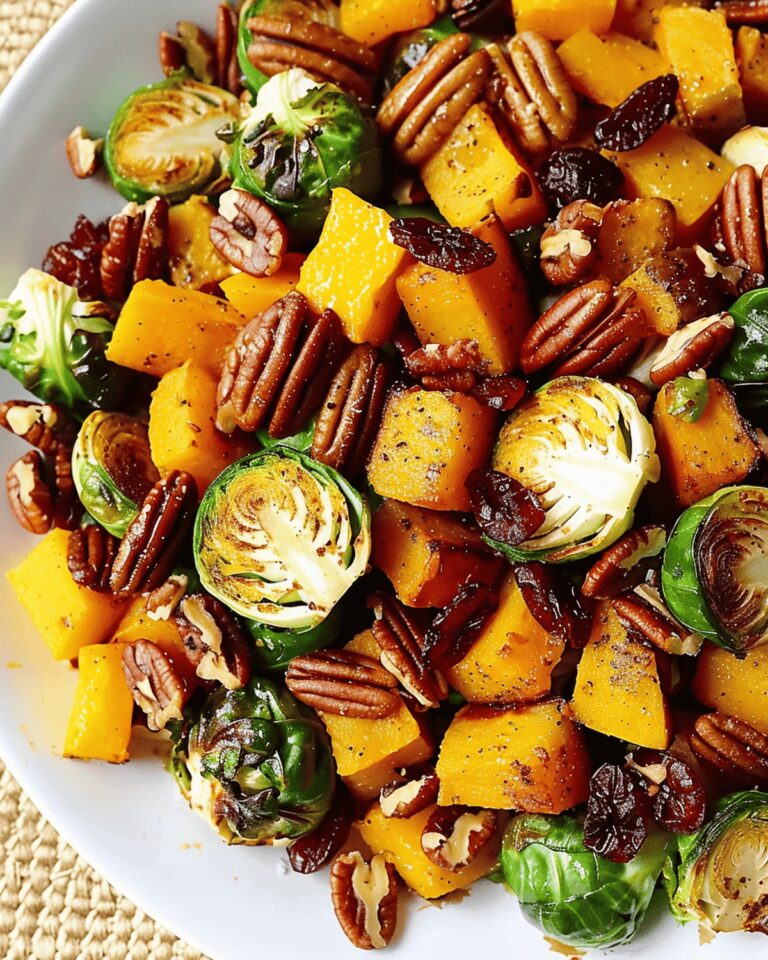 Caramelized Brussels Sprouts and Cinnamon Butternut Squash with Pecans and Cranberries Recipe
