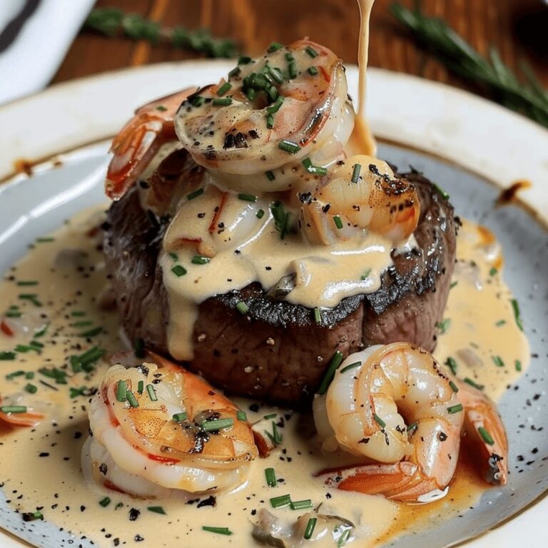 Elegant Filet Mignon with Shrimp and Lobster Cream Sauce Recipe