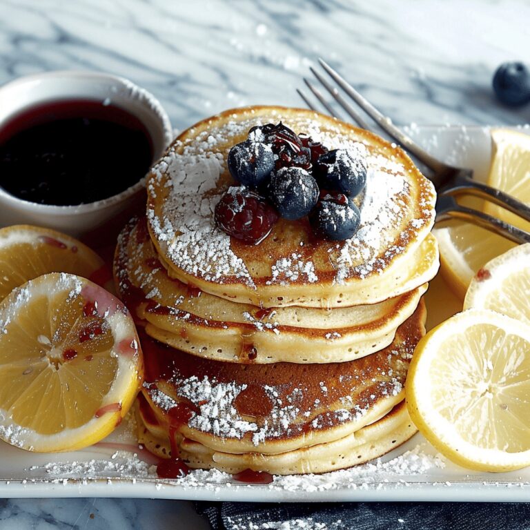 Lemon Ricotta Pancakes with Blueberry Syrup Recipe