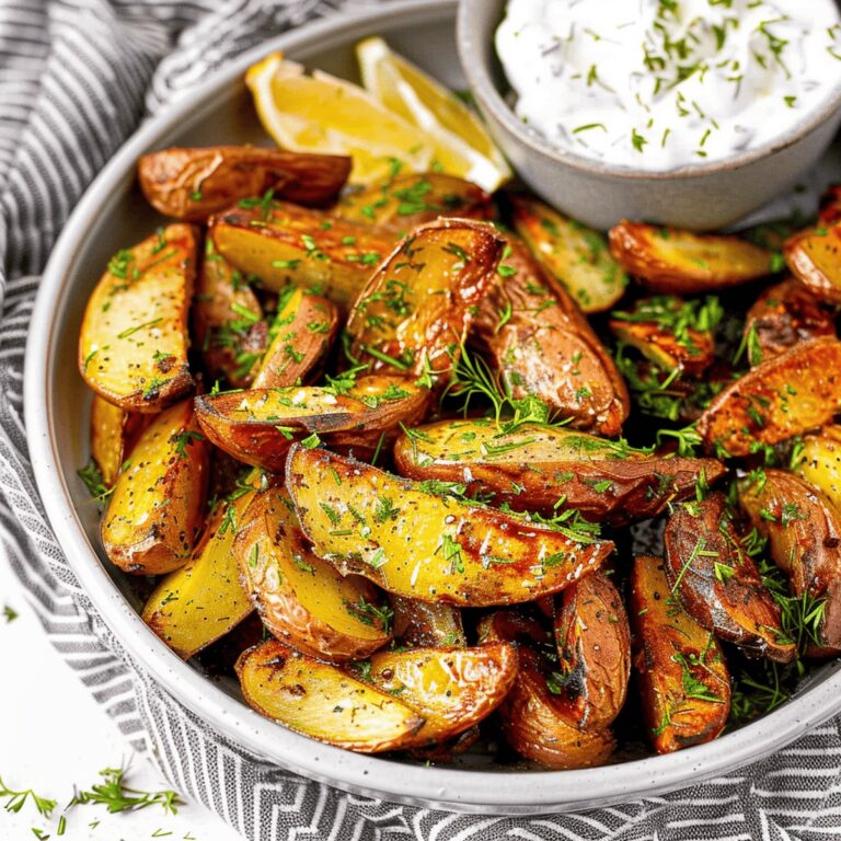 Greek Potato Wedges with Yogurt Sauce Recipe