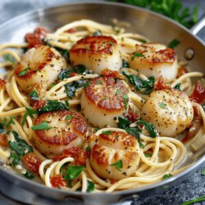 Dreamy Tuscan Spaghetti with Jumbo Scallops Recipe