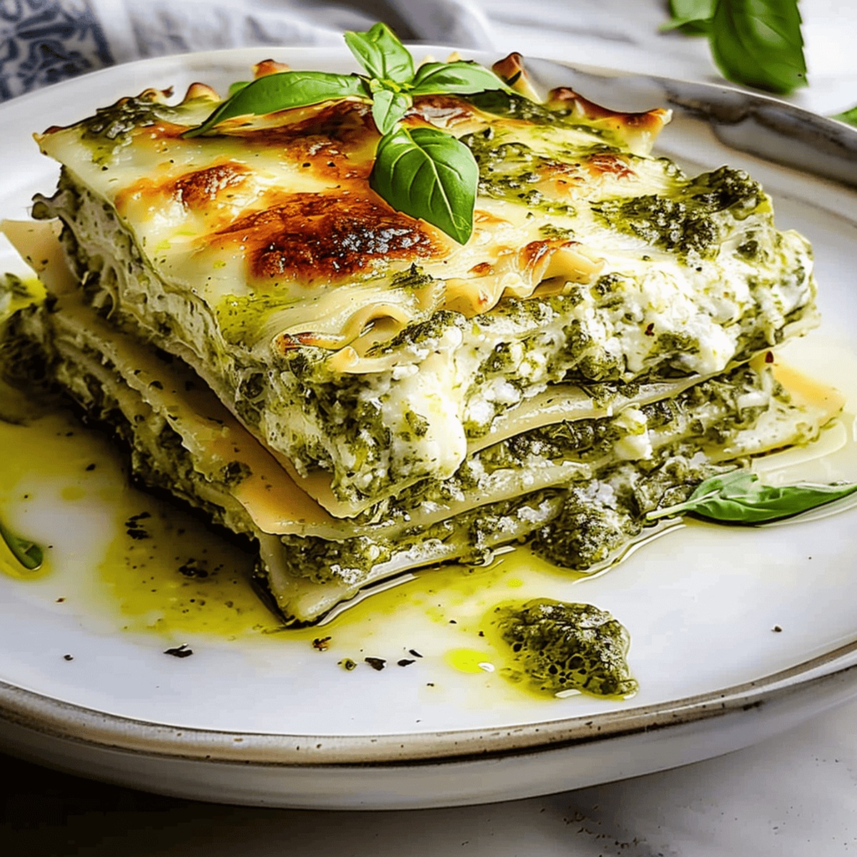 Creamy Pesto Layered Lasagna Recipe