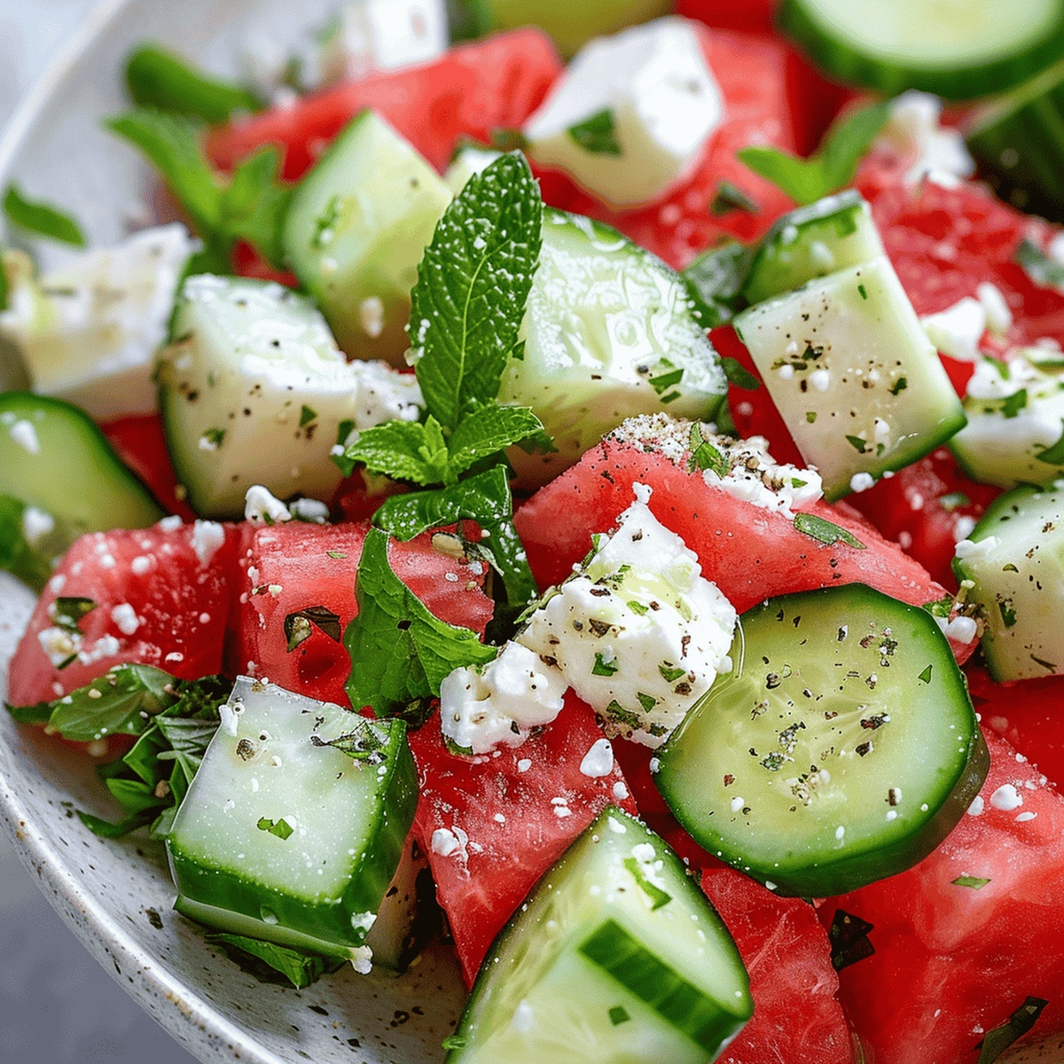 Refreshing Watermelon, Cucumber & Feta Salad Recipe
