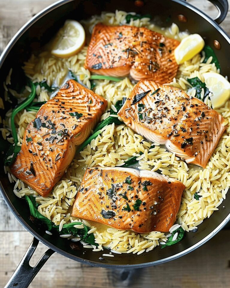 One Skillet Salmon with Lemon Orzo Recipe