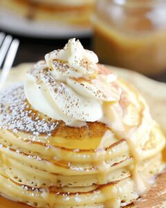 Eggnog Pancakes with Homemade Vanilla Syrup Recipe