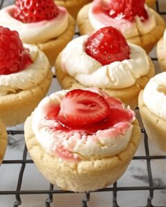 Decadent Strawberry Shortcake Cheesecake Cookie Cups Recipe