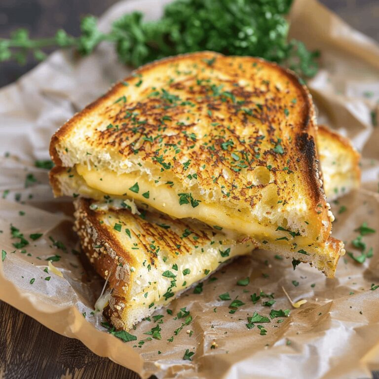 Gooey Garlic Bread Grilled Cheese Recipe