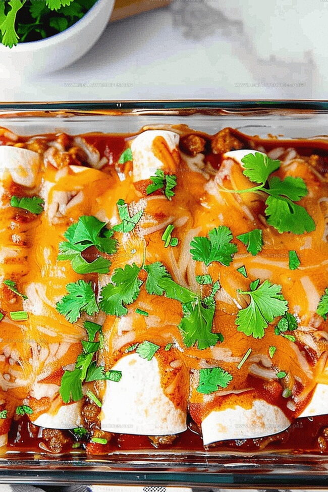 Cheesy Chicken Enchiladas with Red Sauce